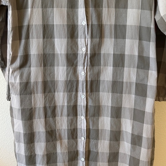 ISHIKO Cotton Gray Checkered Shirt Dress with pockets - Picture 4 of 11